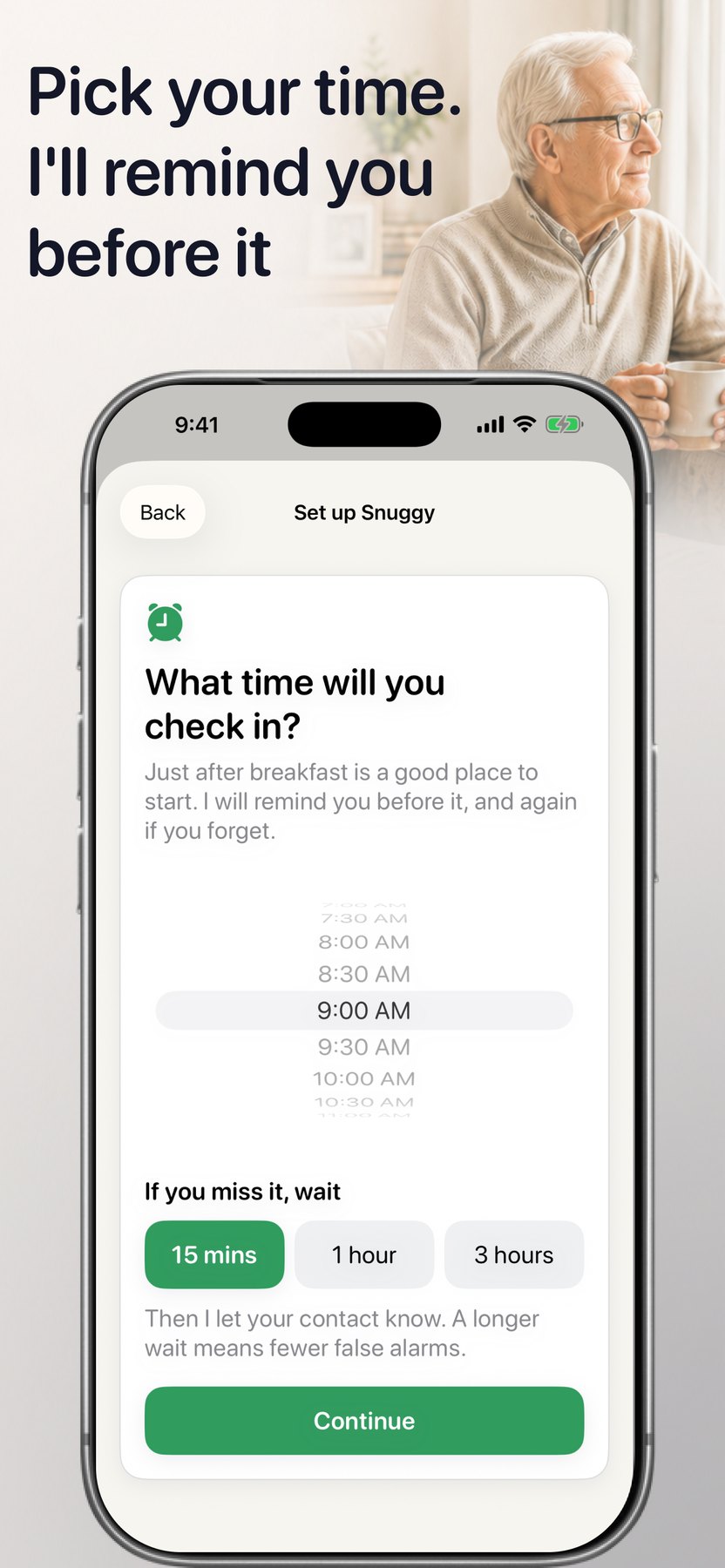 Choosing your check-in time